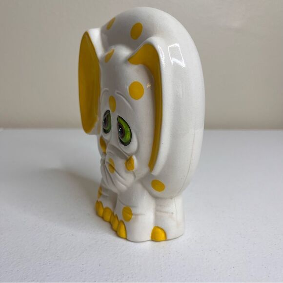 Vintage Hayes Specialties Elephant Bank Stopper Yellow Polka Dots Made In Japan - Picture 8 of 16